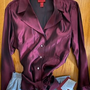 2-pc Formalwear top w/ rhinestone buttons & floor length skirt.